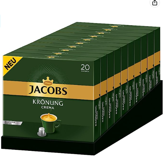 Jacobs 雅各布斯 铝制咖啡胶囊8号 20粒*10盒（共200粒）357.28元（1.9元/粒、还可3件9折）