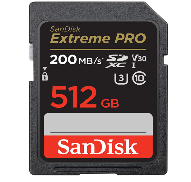SanDisk 至尊超极速 512GB V30 4K SDXC存储卡（200MB/s）新低566.88元（京东899元）