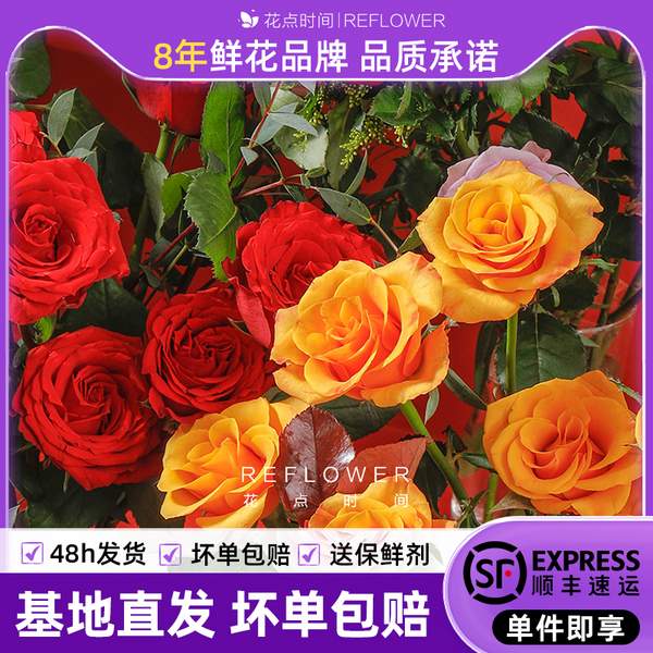 REFLOWER 花点时间 玫瑰随机色20枝鲜花22.9元顺丰包邮（需领券）