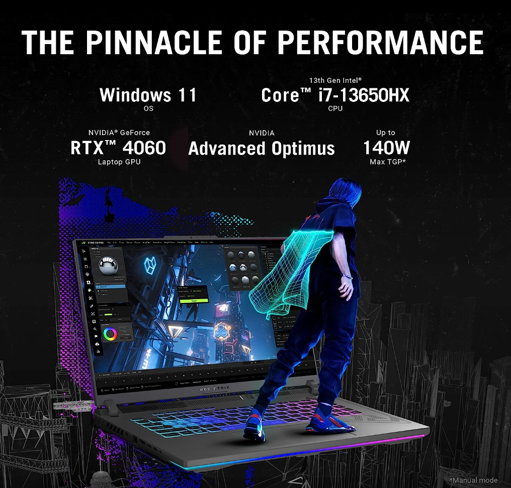 玩家国度 ROG Strix G16 (2023) 16寸游戏笔记本电脑（RTX 4060/i7-13650HX/16GB/512GB）8026元