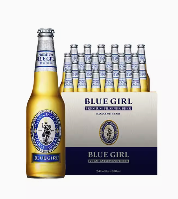 来自德国不莱梅的黄金酒液，BLUE GIRL 蓝妹啤酒 330mL*24瓶新低109元包邮（需领券）