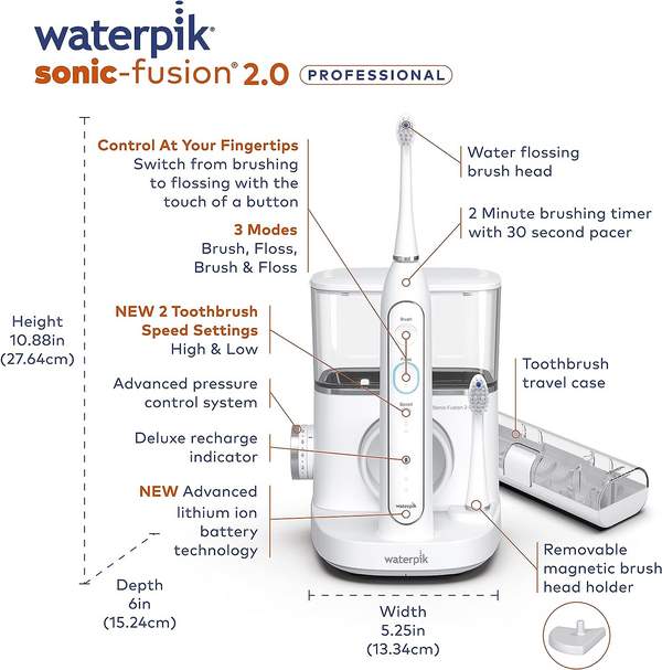 Waterpik 洁碧 Sonic-Fusion 2.0 洁牙组合套装（水牙线+电动牙刷）新低533元（Prime会员92折）