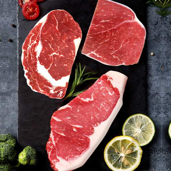 鮮京采 原切草飼牛排套餐 1.8kg（眼肉180g*3+西冷180g*3+上腦180g*4）86.71元包郵