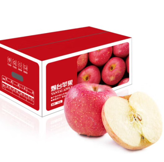 京鲜生 烟台红富士苹果 一级铂金大果（单果220g+）净重5KG *2件史低86.84元包邮（4.3元每斤）