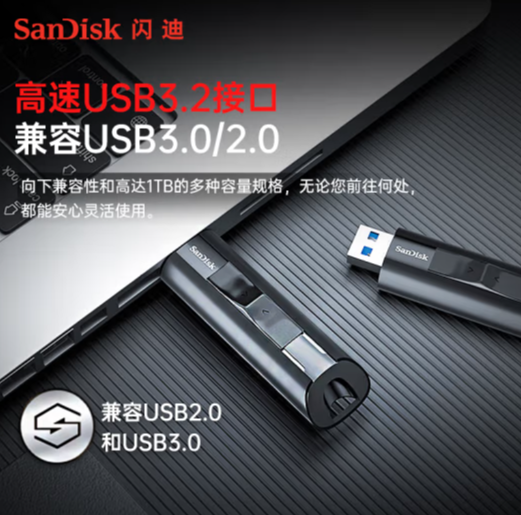 0点开始，SanDisk 闪迪 至尊超极速 CZ880 USB3.2固态闪存盘 512GB429元包邮