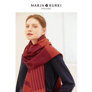 芬兰总统府馈赠国宾礼物，Marja Kurki 条纹针织纯羊毛围巾 4色