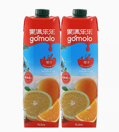 塞浦路斯进口，Gomolo 果满乐乐 100%进口橙汁/菠萝汁 1L*2瓶19.8元包邮（需领券）