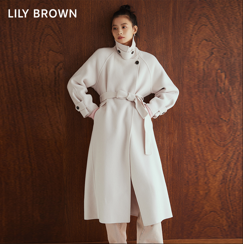 Lily Brown 莉莉布朗 2023新品气质翻领系带长款羊毛呢大衣 LWFC2350041038.68元（国内3120元）