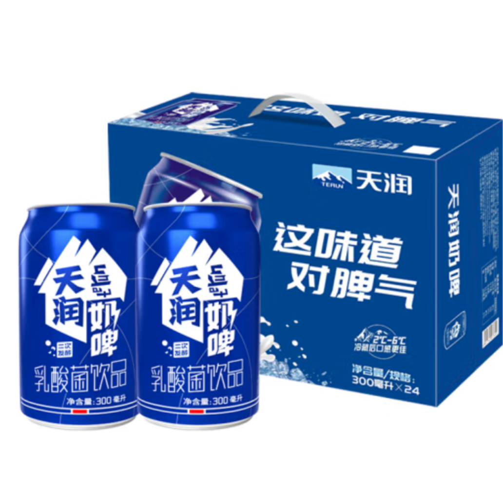 天润 TERUN 奶啤乳酸菌风味牛奶饮品 300ml*24罐  整箱装87.65元包邮（多重优惠）