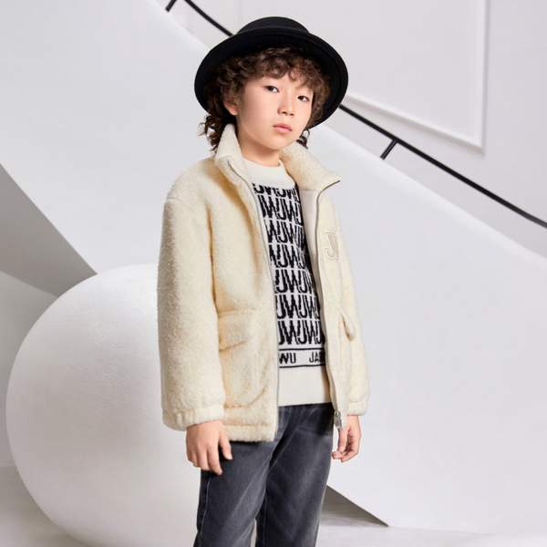 Balabala 巴拉巴拉 X JASONWU联名 2023冬男童羊毛混纺羊羔绒夹棉外套（110-150cm）2色99.9元包邮（双重优惠）