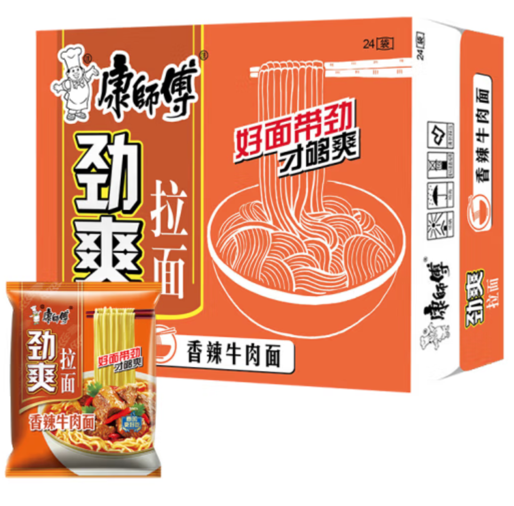 康师傅 劲爽拉面方便面 24袋整箱装 香辣牛肉味30.11元包邮
