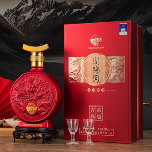 浏阳河 富贵吉祥龙年限定 53度酱香型白酒500mL*6瓶礼盒装（含酒杯）