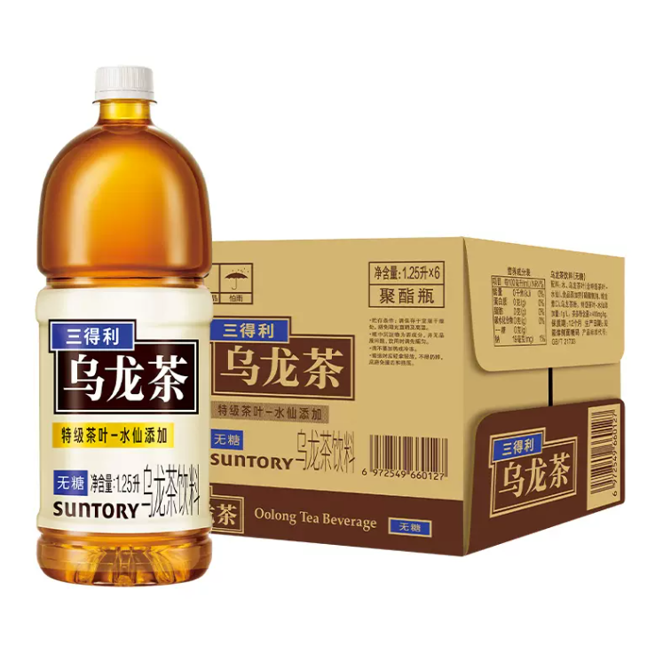 Suntory 三得利 无糖乌龙茶 1250ml*6瓶37.9元包邮（需领券）