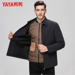 可拆卸鵝絨內(nèi)膽，鴨鴨 男士行政夾克翻領(lǐng)羽絨服 3色