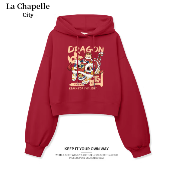 La Chapelle 拉夏贝尔 女士短款印花卫衣 多款可选49.9元起包邮（需领券）