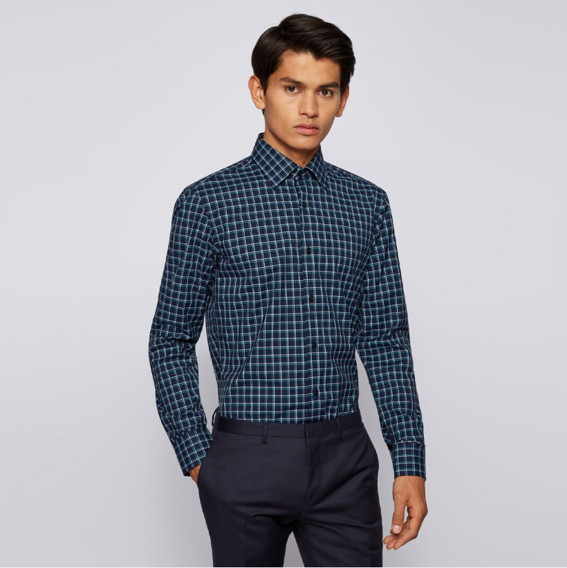Hugo Boss 雨果·博斯 男士纯棉格纹通勤休闲衬衫 50453952399元包邮