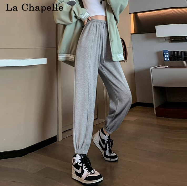 La Chapelle 拉夏贝尔 2024春季新款女式高腰宽松束脚运动裤59元包邮（双重优惠）