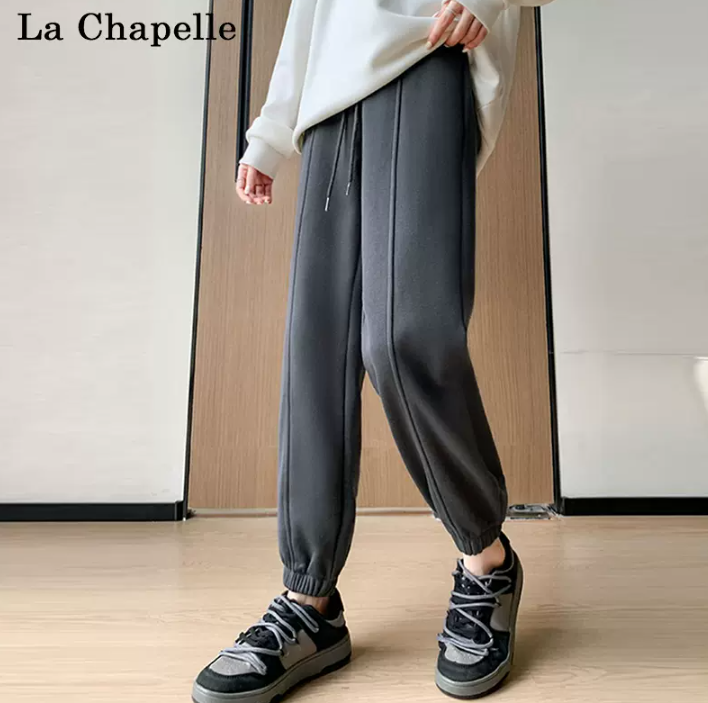 La Chapelle 拉夏贝尔 2024春季新款女式高腰宽松束脚运动裤59元包邮（双重优惠）