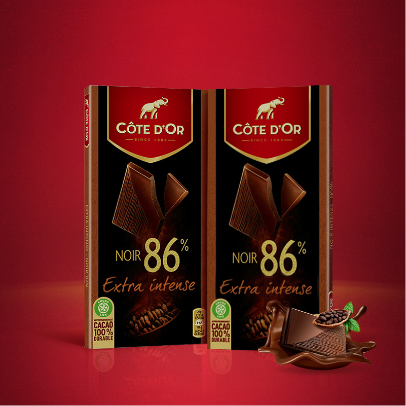 比利时进口，克特多金象 86%可可黑巧克力 100g*2块*3件61.67元包邮（10.27元/块）