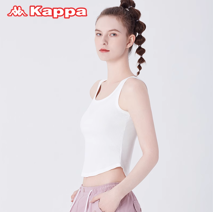 Kappa 24春夏新品 女士不规则下摆棉质背心 3色39元包邮（需领券）