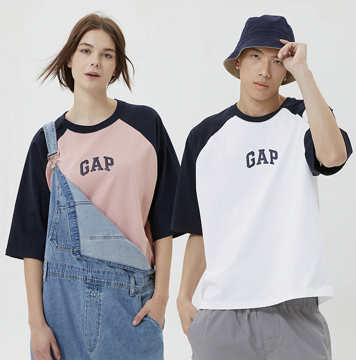 Gap 盖璞 男女同款logo插肩袖廓形重磅水洗棉T恤 61552177元