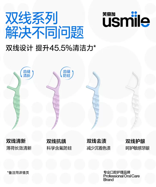 usmile 笑容加 双线牙线棒 200支24.9元包邮（需领券）
