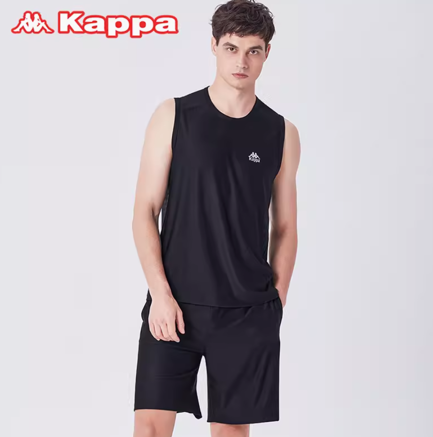 Kappa 卡帕 2024年夏季新款 男士冰丝网眼透气无袖家居服 套装99元包邮（需领券）