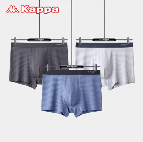 Kappa 卡帕 KP3K12B 男士高弹螺纹棉抑菌内裤 3条装49.9元包邮（需领券）