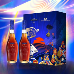 MARTELL 马爹利 名士VSOP+ 干邑白兰地PLUS礼盒 350ml*2支 赠礼袋+冰酒石