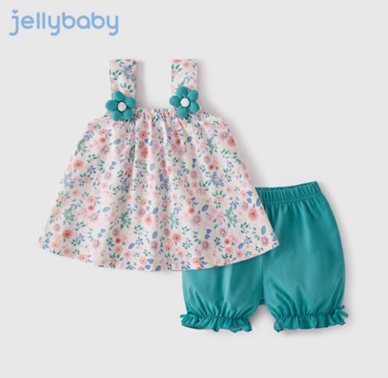 Jellybaby 杰里贝比 女童碎花森系吊带两件套（80~110码）59.9元包邮（需领券）