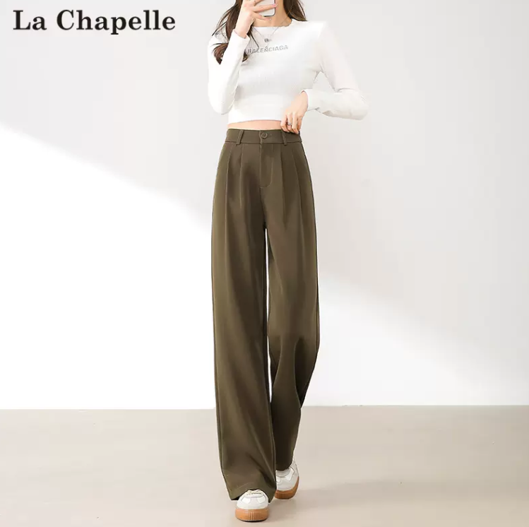 La Chapelle 拉夏贝尔 2024春季新款高腰西装裤垂感显瘦阔腿裤 4色59元包邮（需领券）