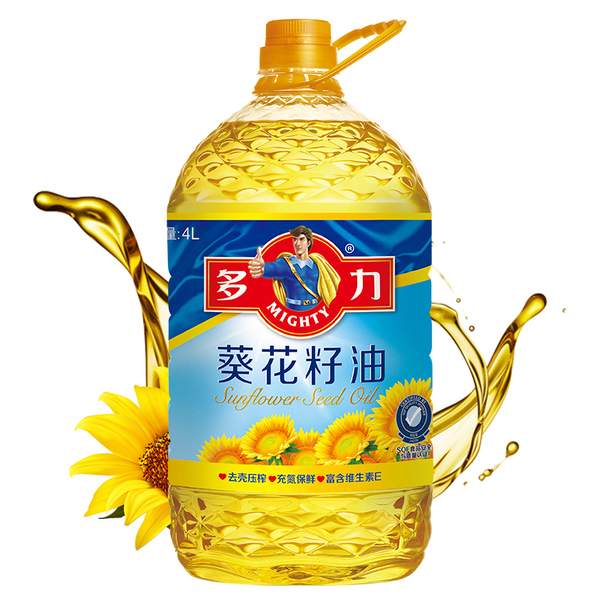 多力 含维生素e压榨葵花籽油 4L（赠生抽330ML）49.9元（下单立减）