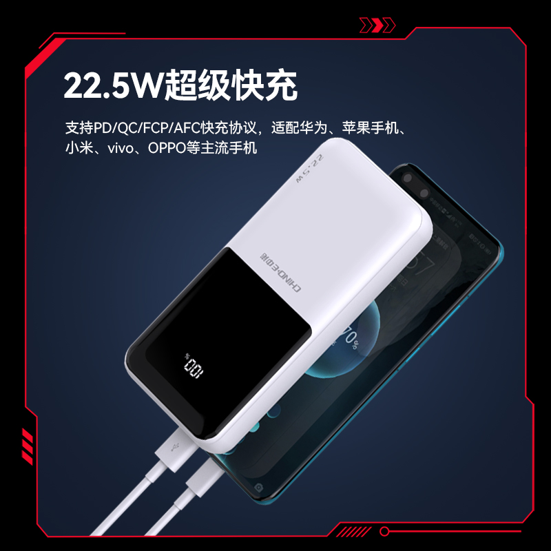 CHINOE 中诺 ZNP-JF20 疾风系列 22.5W超级快充移动电源/充电宝20000mAh69元包邮（需用券）