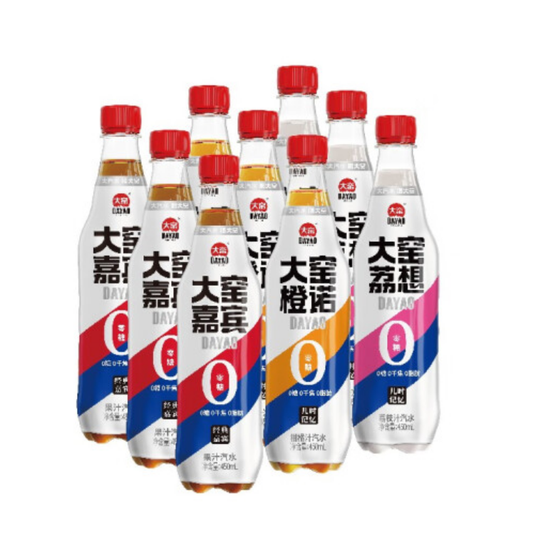 内蒙特产，大窑 嘉宾/橙诺/荔爱 0糖0脂碳酸汽水 450mL*9瓶26.9元包邮（需领券）