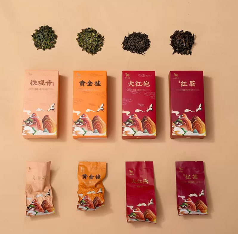 八马茶业 安溪铁观音/黄金桂/工夫红茶/大红袍组合装 104g49元包邮（需领券）