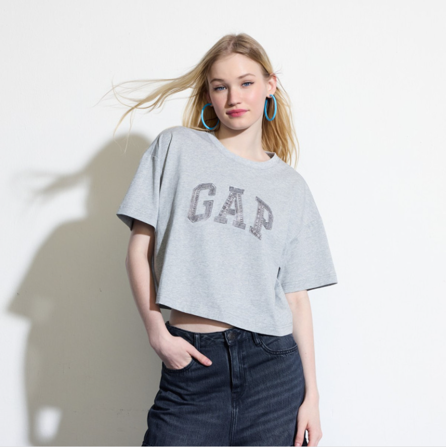 Gap 盖璞 24夏季款 女款牛仔拼接logo短袖T恤上衣49635499元包邮