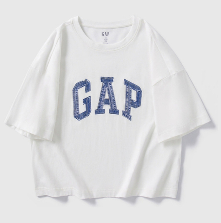 Gap 盖璞 24夏季款 女款牛仔拼接logo短袖T恤上衣49635499元包邮