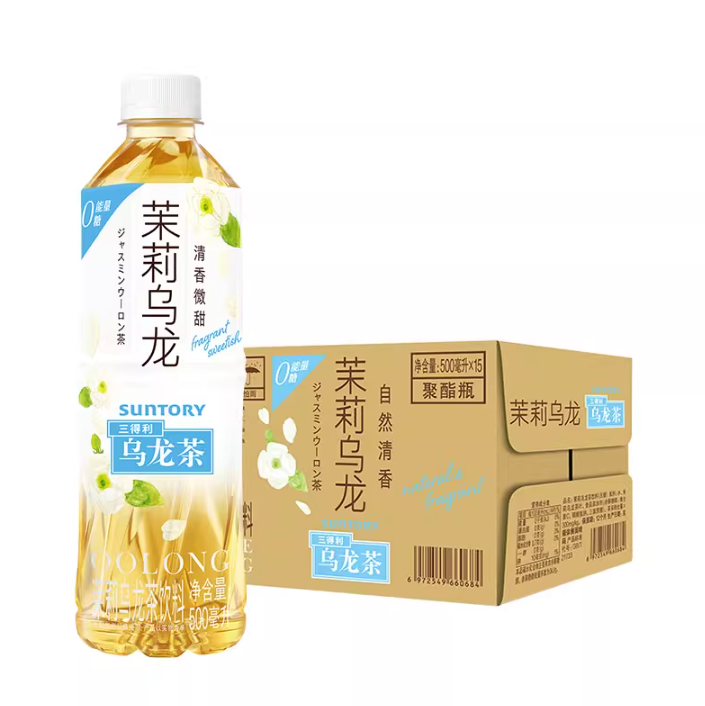 0糖0能量，Suntory 三得利 无糖茉莉乌龙茶 500mL*15瓶51.67元包邮（多重优惠）