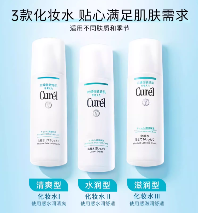 Curel 珂润 浸润保湿护肤套装（ 化妆水II号150mL+乳液120mL+赠保湿水乳30mL*2）158元包邮（双重优惠）