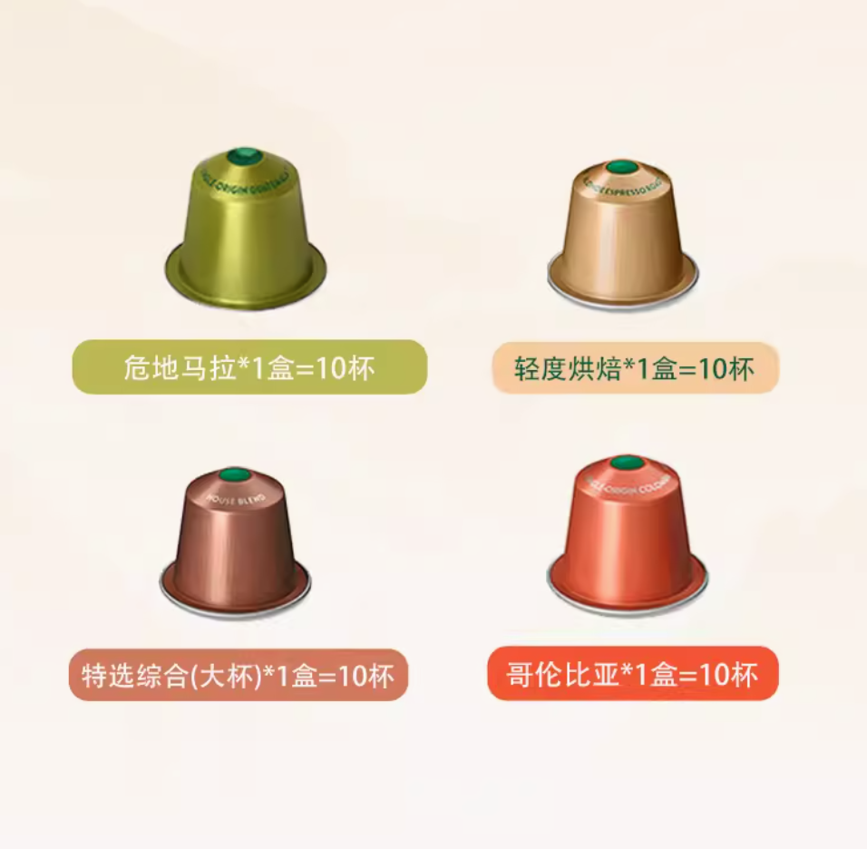 Starbucks 星巴克 Nespresso 膠囊咖啡 10粒盒裝*4件組合裝史低120.81元包郵（雙重優(yōu)惠）