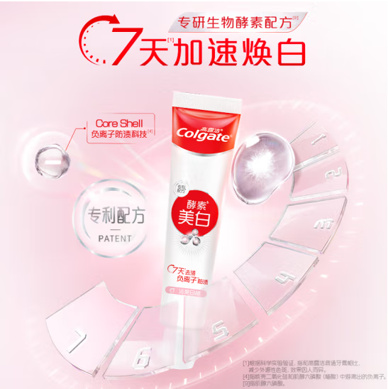 <span>白菜！</span>高露洁 活性酵素美白牙膏 40g*11支新低12.28元（返卡后1.1元/支）