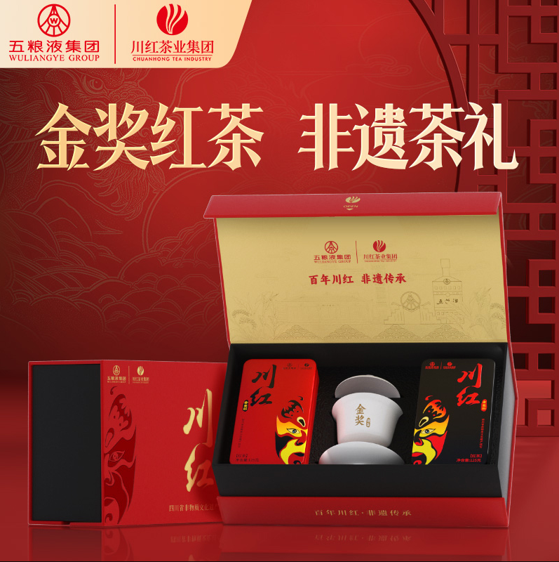 红茶非物质文化遗产，川红 金奖85特级工夫红茶盖碗礼盒装250g*4盒358.02元包邮（89.5元/件）