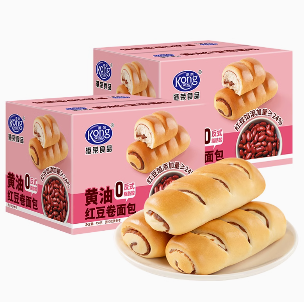 <span>白菜！</span>港荣 红豆卷面包 450g*2箱新低20.14元包邮（10.07元/箱）