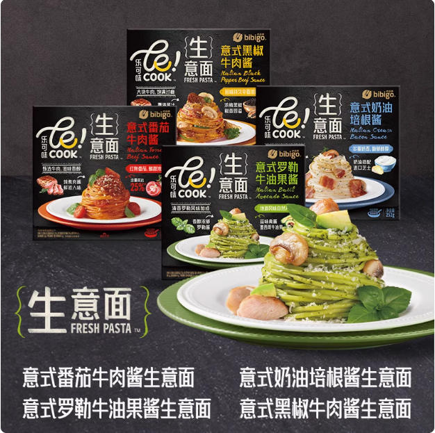 bibigo 必品阁 Lecook 奶油培根/番茄/黑椒酱生意面 252g*4盒59.72元包邮（14.9元/盒）