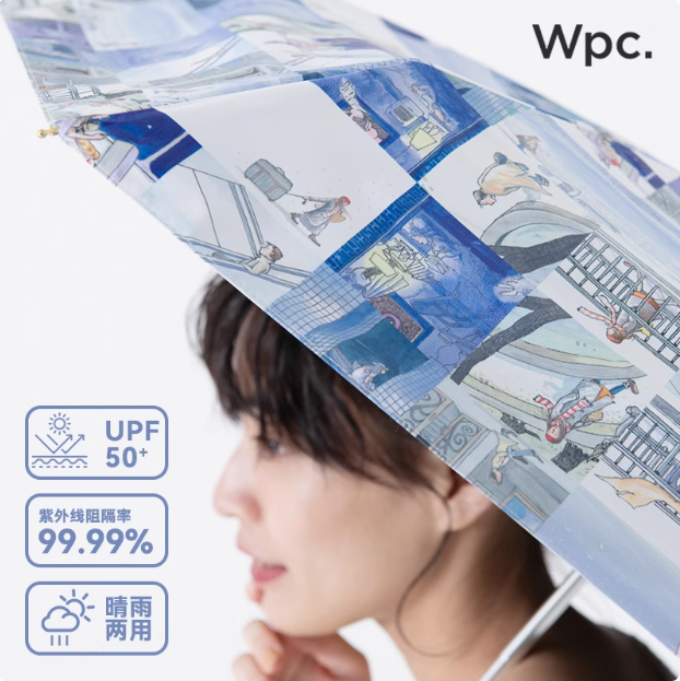 WPC. × 几米联名款 六骨五折轻量晴雨伞遮阳伞新低79.66元包邮