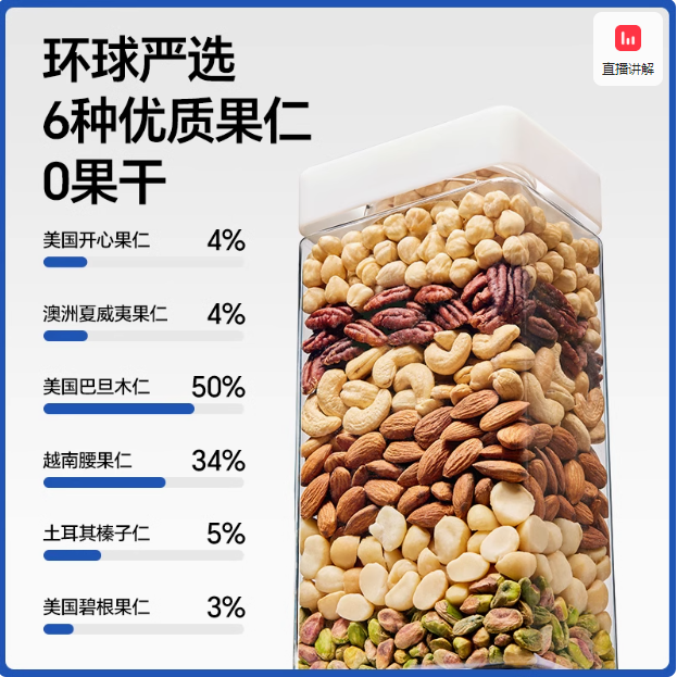 純堅果，天虹牌 超級堅果工廠混合果仁 臻享款 1kg 贈每日堅果25g*2包120.11元包郵