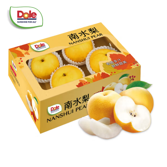 Dole 都乐 南水梨礼盒装 5-8粒装/总重1.8KG新低14.9元包邮