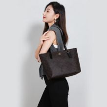 Coach 蔻驰 中号女士PVC配皮单肩手提包/托特包4455