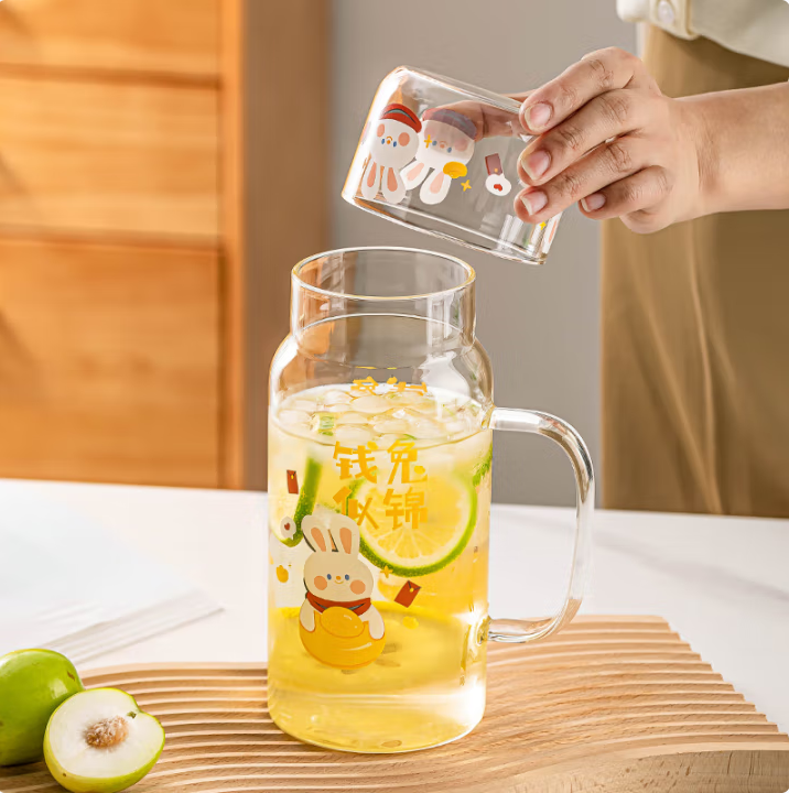 Lovwish 樂唯詩(shī) 防爆耐高溫高硼硅玻璃水壺水杯一人飲套裝 1200ml新低9.9元包郵