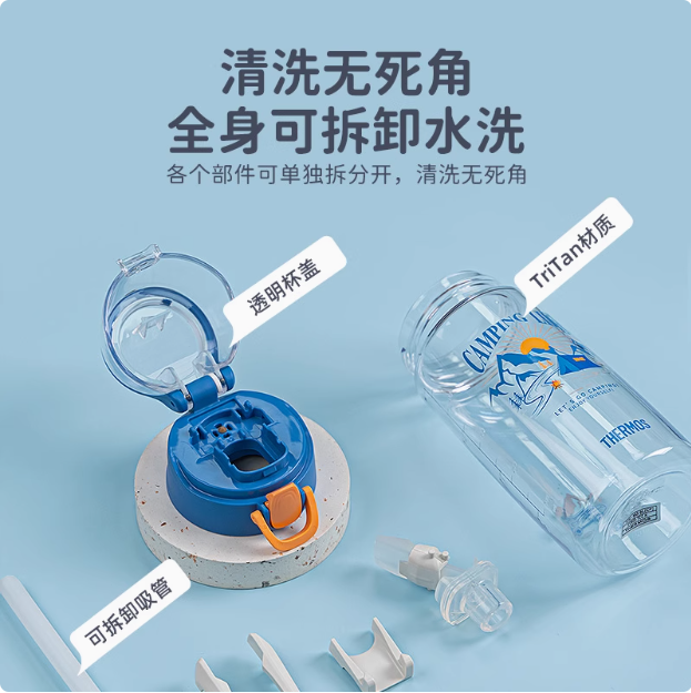 Thermos 膳魔師 露營系列TCSJ-553 Tritan材質(zhì)可提吸管杯 550ml 2款新低65元包郵